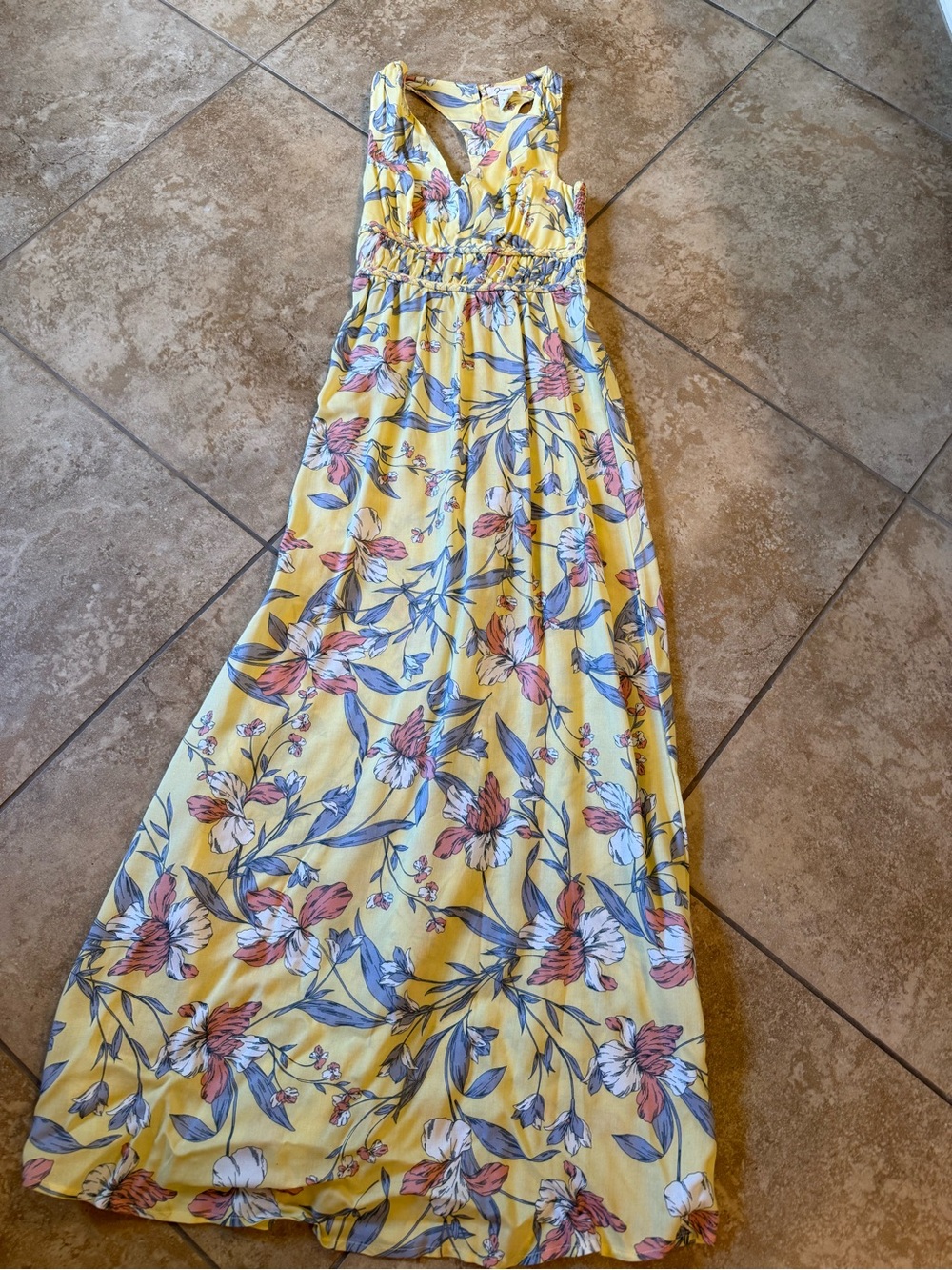 Sunny Yellow Floral Maxi Dress